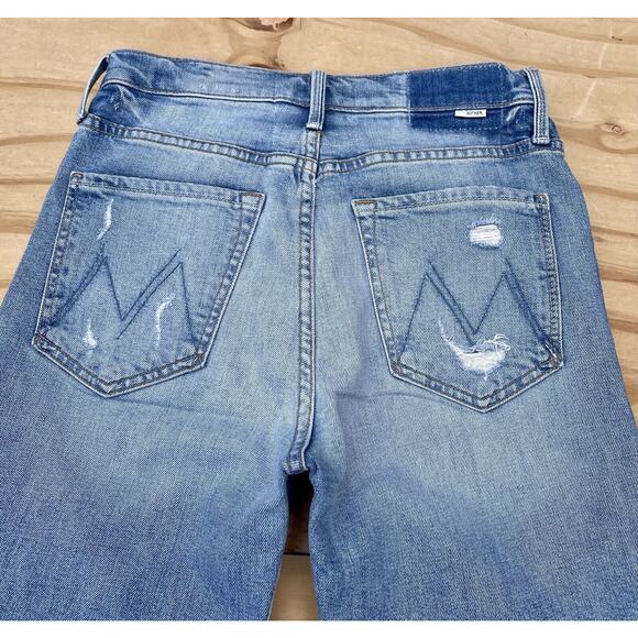 MOTHER Distressed High Rise Straight Leg The Tomcat Jeans Women’s Blue SIZE 27 - Picture 9 of 10